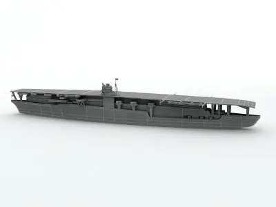  Akagi Aircraft Carrier Ship WWII Low-poly 3D model
