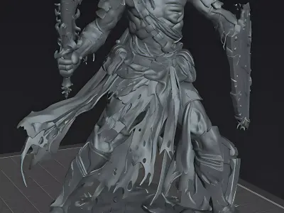 Zombie King of the Burning Grave Undead Warrior STL Miniature 3D print model