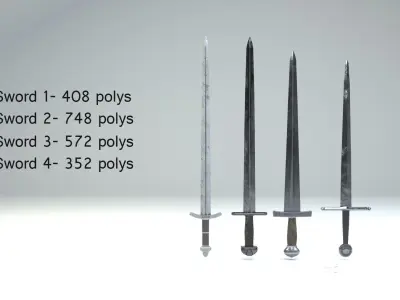 Medieval slavic swords game asset Free low-poly 3D model