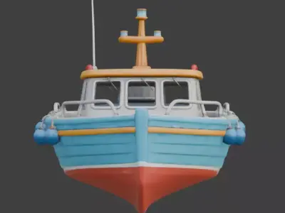 Stylized 3D Tropical Motorboat Model Low-poly 3D model