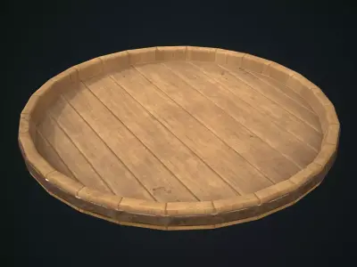 Wooden Dish Tray Low-poly 3D model