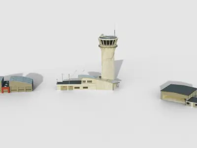Airport Terminal de Deauville Normandie Low-poly 3D model