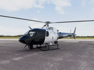 Helicopter Police LAPD Eurocopter AS350 Ecureuil II 3D model