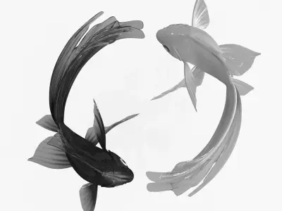 Yin Yang Black White Low-poly 3D model