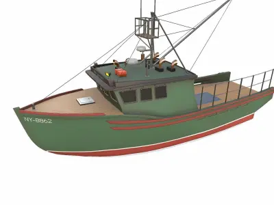 Fishing Boat Low-poly PBR Low-poly 3D model