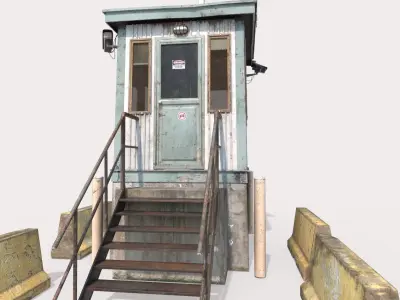 Security Booth With Roadblocks 3D model