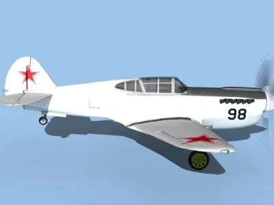 Curtiss P-40F Tomahawk V17 Soviet Union 3D model