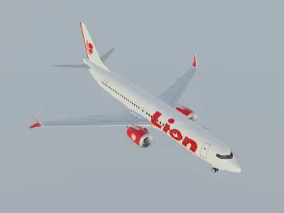 Lion Air Boeing 737 max 8 3D model with cockpit Low-poly 3D model