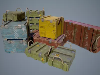 Ammo Crate Collection Low-poly 3D model