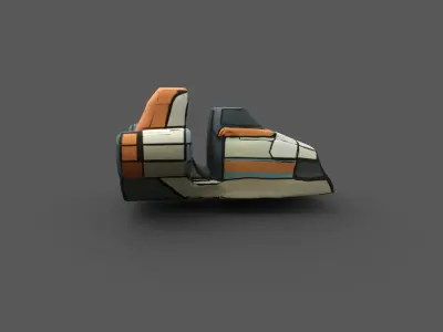 Low Poly Sci-Fi Speeder Comic Style Hovercraft Free low-poly 3D model