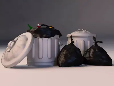 Cartoon Trash Can 3D model purchase