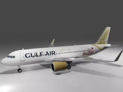 Gulf air airbus a320neo 3d model  Low-poly 3D model