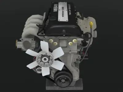 Nissan SR20DET Black Top engine Low-poly 3D model