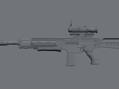 High poly model Machine Gun for subdivision ready 3D model