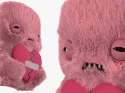 Fuggler Annoyed Alien Plush Pink Fur for Cinema 4D 3D model