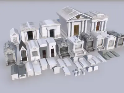 Mausoleums Tombs and Graves pack 3 Low-poly 3D model