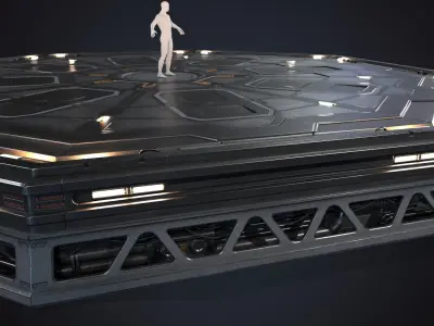 Sci-fi Helipad Landing Platform Stand PBR 3D model