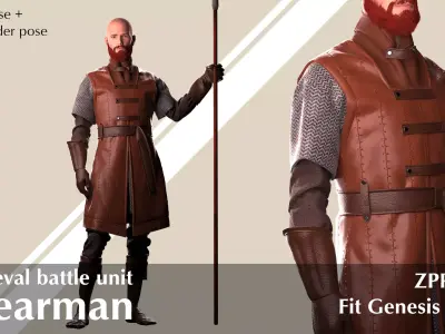 Medieval spearman leather armor 3D model