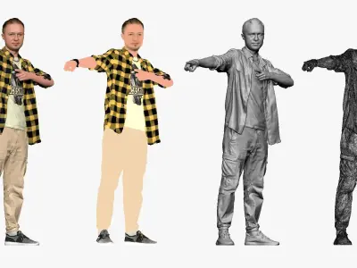 001254 stylish man and palid yellow shirt 3D model