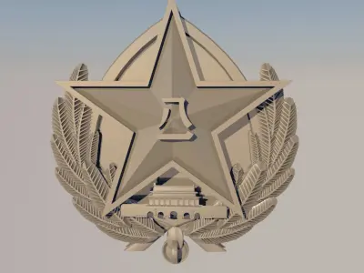badge with star and laurel 3D model