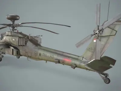 Apache AH-64E Guardian Indonesia Complex Animation Low-poly 3D model