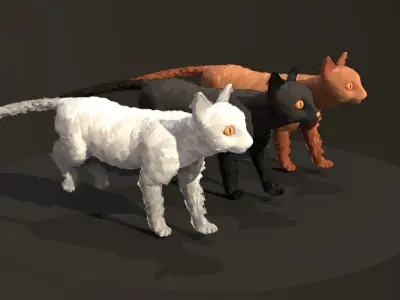 Paint Poly - Cats - Rigged and Animated Low-poly 3D model