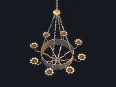 Medieval Chandelier 3 Low-poly 3D model