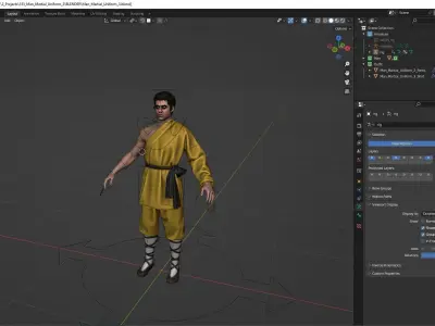 Man - Martial Uniform 3 - Modular - Rigged Low-poly 3D model