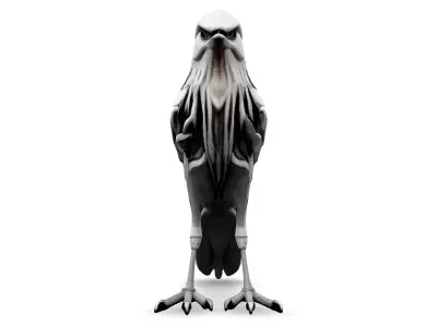 Stylized LowPoly White Raven Low-poly 3D model