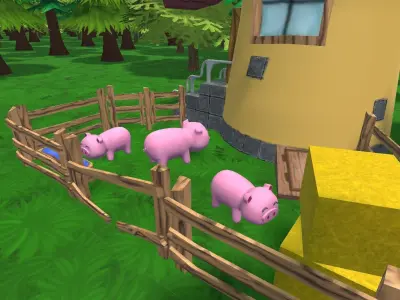 Pig - cartoon style Low-poly 3D model