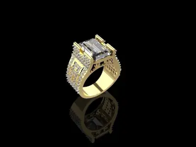 Genuine Gems Men Octagon Ring Low-poly 3D model