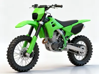 Stylized Cartoon Dirt Bike Green Motorcycle 3d model Low-poly 3D model