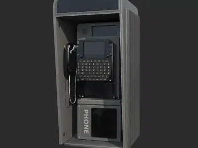 Future sci-fi retro style telephone booth 3D model