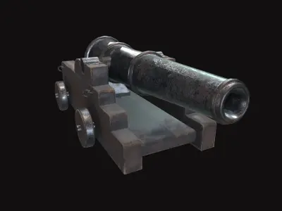 Medieval Cannon V04 Old Low-poly 3D model