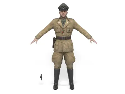 German Officer 3 - Afrika Korps Low-poly 3D model