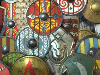 Medieval Weapons and Shields Bundle Low-poly 3D model