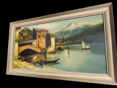 Rivertown Oil Painting 3D model