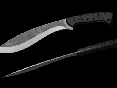 GAME READY KUKRI KNIFE PBR RIGGED Free low-poly 3D model