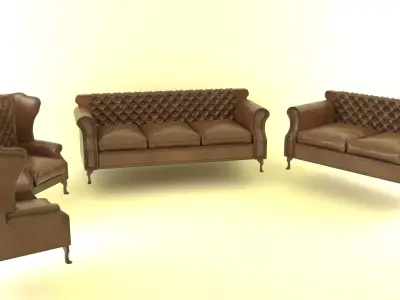 Chesterfield Set sofa Free 3D model