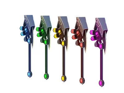 One-handed axe set2 Low-poly 3D model