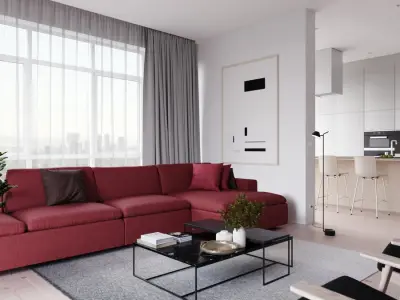  Replica Eldi Sofa Model, Red 