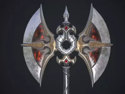 Fantasy axe game ready 3d model Free 3D model