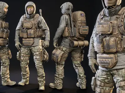 AAA MODULAR SOLDIER PACK Vol2 Low-poly 3D model