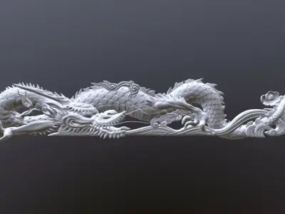 Japanese Carved Dragon High Poly 3D model
