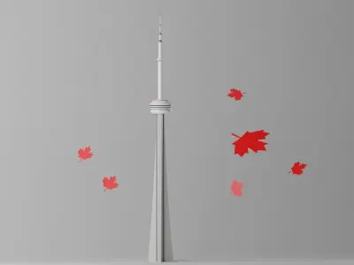 Lovely CN Tower Toronto Low-poly 3D model