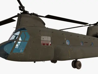 CH-47A Chinook US Army Transport Helicopter PBR Low-poly 3D model