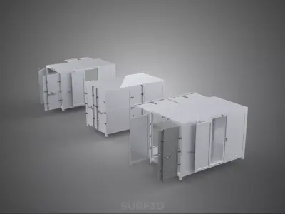 3 CONFIGURATION CLOSED OPEN BOX TRUCK DELIVERY CARGO PICKUP CAR 3D model