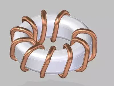 Toroid copper coil 3D model