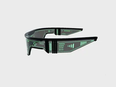 SciFi Glasses Visor 02 Black Green - Character Design Fashion Low-poly 3D model