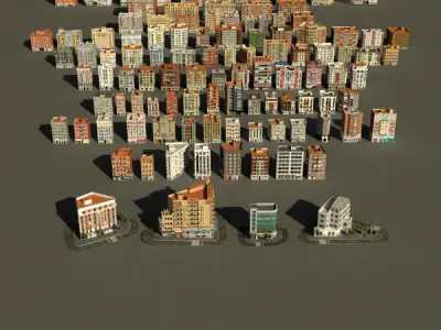 104 Buildings Collection Low-poly 3D model
